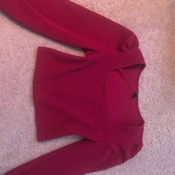 Red Puffed Long Sleeved Top - Picture 2 of 3
